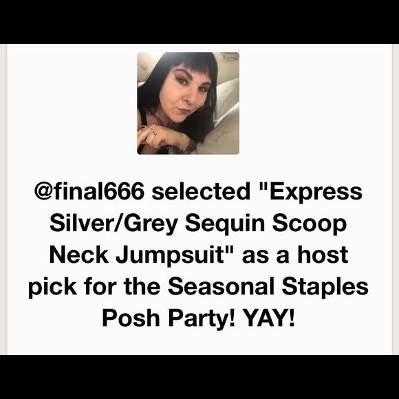 🎉HOST PICK🎉 Express Silver/Grey Sequin Scoop Neck Jumpsuit - Picture 11 of 11